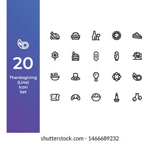 Pixel Perfect Icon Set with Beautiful Hnadcrafted Thanksgiving Icon Set