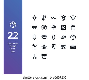 Pixel Perfect Icon Set with Beautiful Hnadcrafted Summer Icon Set