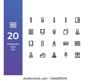 Pixel Perfect Icon Set with Beautiful Hnadcrafted Stationary Icon Set
