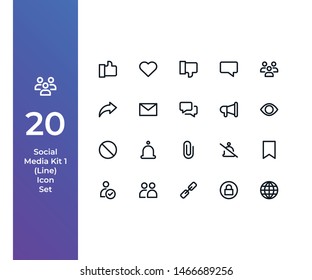 Pixel Perfect Icon Set with Beautiful Hnadcrafted Social Media Kit Icon Set