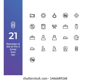 Pixel Perfect Icon Set with Beautiful Hnadcrafted Ramadan and Eid Al Fitr Icon Set