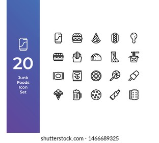 Pixel Perfect Icon Set with Beautiful Hnadcrafted Junk Food Icon Set