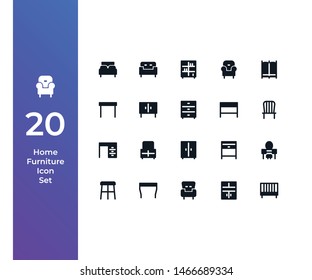 Pixel Perfect Icon Set with Beautiful Hnadcrafted Home Furniture Icon Set