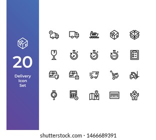 Pixel Perfect Icon Set with Beautiful Hnadcrafted Delivery Icon Set