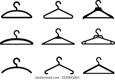 Pixel perfect icon set of clothes hanger. Thin line icons flat vector illustrations isolated on white transparent background