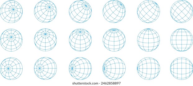 Conjunto de iconos perfectos de píxeles de la esfera del globo bola de la altitud de la tierra del mundo. Iconos de líneas finas simples, Ilustraciones vectoriales planas. Aislado sobre fondo blanco y transparente	