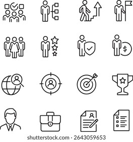 Pixel perfect icon set of human resources hr career hiring employees employment. Symbol collection. Thin line icons, editable stroke.	