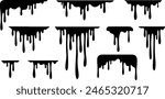 Pixel perfect icon set of ink drop drip oil melting paint liquid dripping stain splash splatter melted sweet dessert. Thin line icons flat vector illustrations isolated on white transparent background