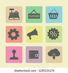 Pixel perfect icon set with marketing and shopping
