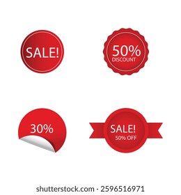 Pixel perfect icon set of red sale discount best price new product labels. Icons, flat vector illustrations, isolated on transparent background