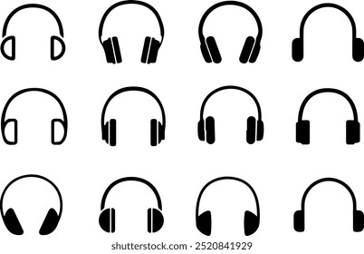 Conjunto de iconos de píxeles perfecto de auriculares inalámbricos. Concepto de escuchar música. Iconos de línea delgada Ilustraciones vectoriales planas aisladas sobre fondo blanco transparente