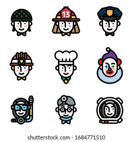 Pixel perfect icons of people with various occupations