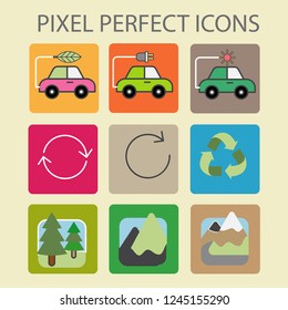 Pixel perfect icons set with ecology and save the world