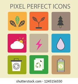 Pixel perfect icons set with ecology and save the world
