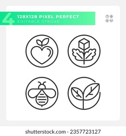 Iconos perfectos de píxeles que representan la ilustración lineal delgada de color negro libre de alérgicos y editable.