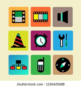 Pixel perfect icons set with tool and technology with media