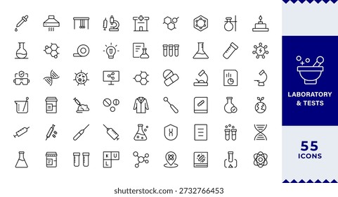 Pixel Perfecto, Pruebas de Laboratorio y Conjunto de Iconos. Una colección precisa de íconos para pruebas científicas e investigación, perfecta para realzar materiales educativos, Sitios web de laboratorio y aplicaciones de salud.