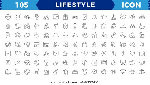 Pixel Perfect Lifestyle web icon set in line style. Healthcare, healthy lifestyle, health, diet, healthy food, exercise, sleep, collection. Vector illustration.Editable stroke.
