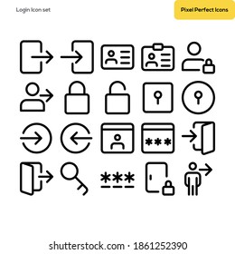 Pixel perfect Login icon set vector isolated with line style
