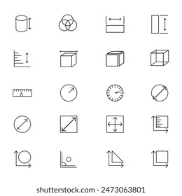 Conjunto de iconos de escala y medida perfecta de píxeles