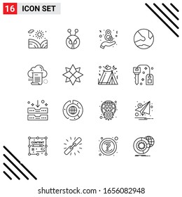 Pixel Perfect Set of 16 Line Icons. Outline Icon Set for Website Designing and Mobile Applications Interface.