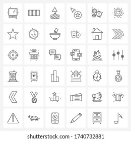 Pixel Perfect Set of 36 Vector Line Icons such as favorite; heart; arrow; heart; labor Vector Illustration