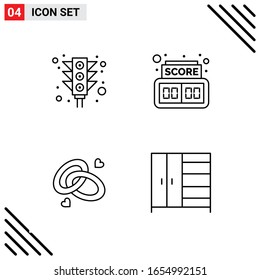 Pixel Perfect Set of 4 Line Icons. Outline Icon Set for Website Designing and Mobile Applications Interface.