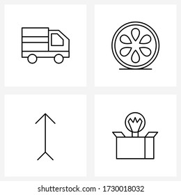 Pixel Perfect Set of 4 Vector Line Icons such as cargo; up; food; navigation; deliver Vector Illustration