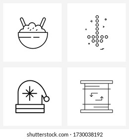 Pixel Perfect Set of 4 Vector Line Icons such as Chinese; Santa; arrow; down; arrow Vector Illustration