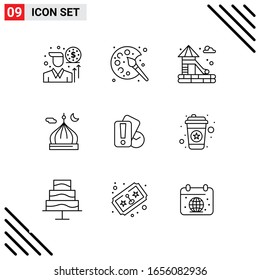 Pixel Perfect Set of 9 Line Icons. Outline Icon Set for Website Designing and Mobile Applications Interface.