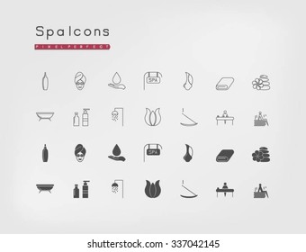  Pixel perfect spa icons. Line and filled.