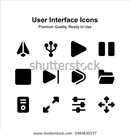 Pixel perfect user interface icons set, isolated on white background