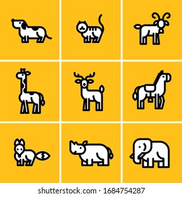 Pixel perfect vector icons of various animals.