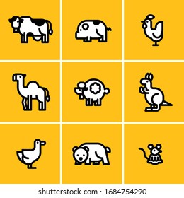 Pixel perfect vector icons of various animals.