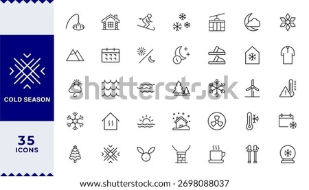 Pixel Perfect, Winter Cold Season line editable icon set. WInter icon set. Vector illustration 