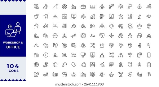  Pixel Perfect, Workshop and Office related outline icon collection,Containing team building, teamwork, coaching, meeting, managing, coaching,