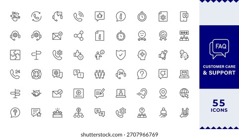 Pixel Perfect,Customer service Support, customer service thin line icons set.  line editable icon set. Containing customer satisfied, assistance, experience, feedback,icon set