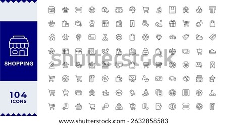 Pixel Perfect,Shopping thin line icons set. Shopping, E-Commerce, Shop, Payment editable stroke icons collection. Online Shopping symbols set. 