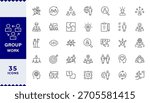 Pixel Perfect,teamwork, team building,  Business teamwork, team building, work group and human resources minimal thin line web icon set. Outline icons collection. 