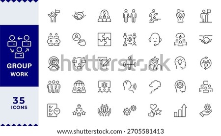 Pixel Perfect,teamwork, team building,  Business teamwork, team building, work group and human resources minimal thin line web icon set. Outline icons collection. 