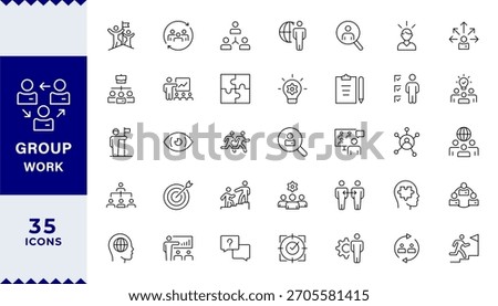 Pixel Perfect,teamwork, team building,  Business teamwork, team building, work group and human resources minimal thin line web icon set. Outline icons collection. 