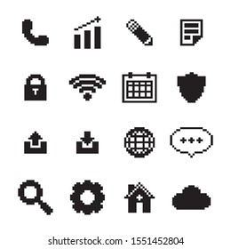 Pixel Phone Apps Icons Set 