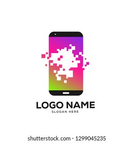Pixel Phone Logo Designs Concept, Mobile Phone Logo Designs  