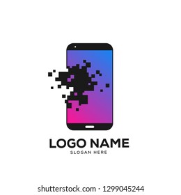 Pixel Phone Logo Designs Concept, Mobile Phone Logo Designs  