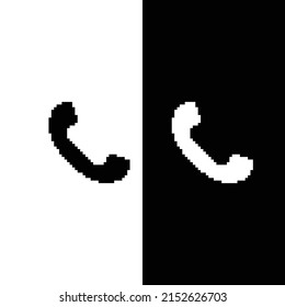 pixel phone receiver icon.  Vector pixel art call  8 bit logo for game