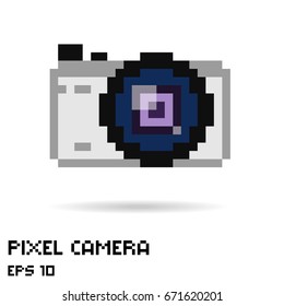 Pixel Photo Camera Icon  Vector  8 Bit Pixelated  Camera Logo 