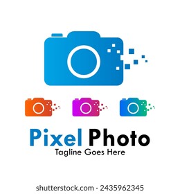 Pixel photo design logo template illustration