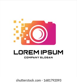 Pixel Photo Logo Template Design Vector, Abstract camera logo. Vector logotype design, Camera with pixel logo Idea logo design inspiration