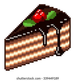 Pixel piece of cake high detailed isolated vector