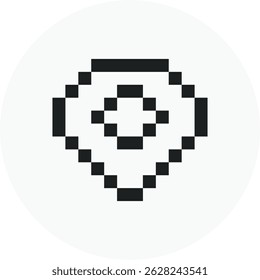 Pixel Pin Icon, 8 bit location symbol vector design. Great for mobile app, web design, banner, game, etc
